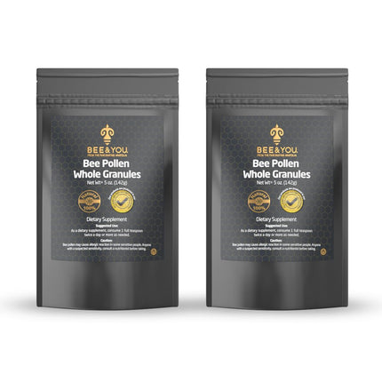 Bee and You - 100% Natural & Raw Bee Pollen Granules, Bee Pollen Supplement, Natural Superfood, Amino Acids, Antioxidants, Enzymes, Vitamin B, Paleo, Keto, Gluten Free, Adults | 5 Oz Pack of 2