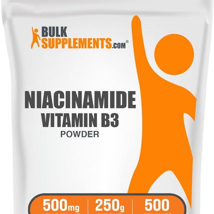 BulkSupplements.com Niacinamide Powder - Vitamin B3 Powder, Niacinamide Supplement, Niacinamide 500mg - B3 Vitamins for Skin, Gluten Free, 500mg per Serving, 250g (8.8 oz) (Pack of 1)