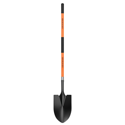 56-Inch Round Point Garden Shovel for Digging, Fiberglass Handle, Orange