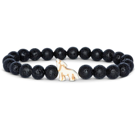 Fahlo Scout Wolf Tracking Bracelet, AZA SAFE, Lava Stone, One Size