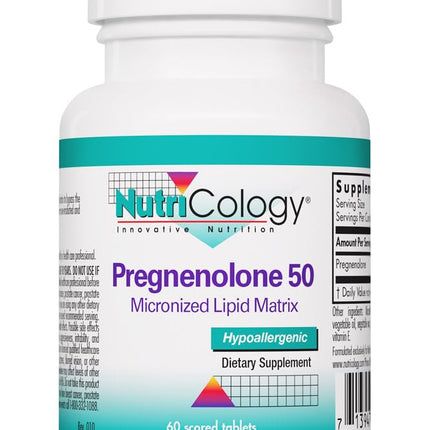 NutriCology Pregnenolone 50 mg - Micronized Hormone Precursor - Stress & Well-Being Support - Enhanced Absorption Formula - 60 Servings - 60 Tablets