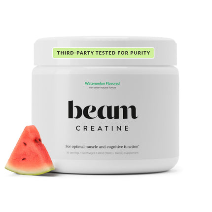 Beam Creatine Monohydrate Powder – 5g Micronized Creatine Monohydrate, Flavored Creatine for Women & Men, Muscle Strength, Growth & Cognitive Support, Watermelon Flavor, 30 Servings