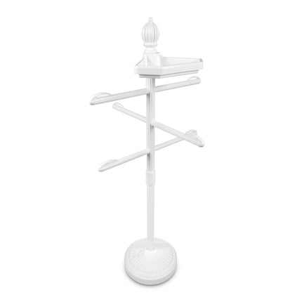 O2COOL Pool & Spa Valet, Adjustable Pool & Patio Towel Holder with Weighted Base, Outdoor Towel Bar, Poolside Table, White