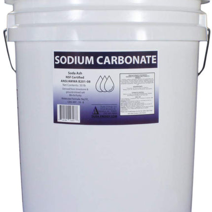 Duda Energy 50 lb Pail of Pure Sodium Carbonate Dense Soda Ash Na2CO3 pH Adjust Chemical Spa Pool Cleaning Dishwasher, White