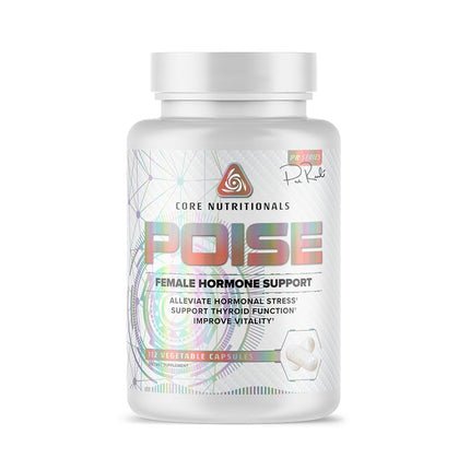 Core Nutritionals Poise Female Hormone Support | Thyroid Hormone Balance & Menstrual Support | with Magnesium & Iodine | Antioxidant Rich | 112 Vegetable Capsules