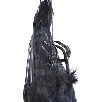 Etistta 17 inch Realistic Hanging Dead Crows Decoy Lifesize Extra Large Black Feathered Crow