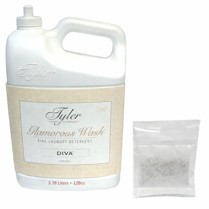 Tyler Candle Company Glam Wash Laundry Detergent, Diva, Liquid, 128 Fl Oz, HE Safe w/Dryer Sachet Pouch, Pull and Pour Spill Proof Cap c
