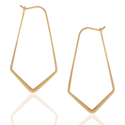 Geometric Chevron Threader Hoop Earrings for Women - 18K Gold Plated Hoops