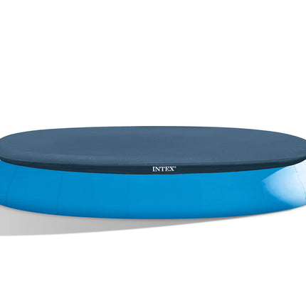 INTEX 28023E Pool Cover: for 15ft Round Easy Set Pools – Includes Rope Tie – Drain Holes – 12in Overhang – Snug Fit