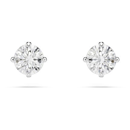 SWAROVSKI Attract Pierced Stud Earrings, Round-Cut Clear Crystals on Rhodium Finish Setting, Part of the Swarovski Attract Collection