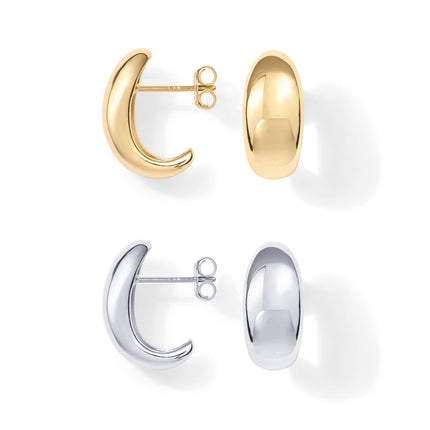 PAVOI Huggie Earrings for Women, 925 Silver, 14K Gold Plated, Two Tone Gold