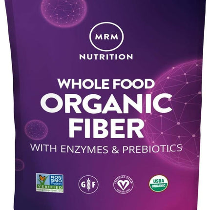 MRM Whole Food Organic Fiber with Enzymes & Prebiotics - Organic High Fiber Powder Supplement for Daily Digestive Support, Soluble & Insoluble Dietary Fiber, Prebiotic Blend, 6 g Fiber - 32 Servings