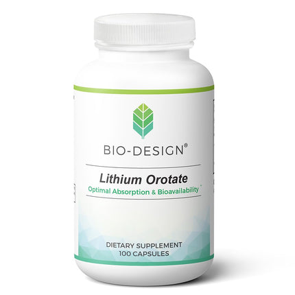 Bio-Design Lithium Orotate - Bioavailable Chelated Mineral Supplement - 5 mg per Capsule - Supports Brain Health, Cognition, & Mood - 100 Capsules