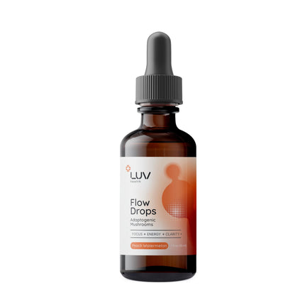 Flow Drops LUV Health Energy Supplement for Focus, Mental Clarity & Immune Support - Adaptogenic Mushrooms with Lion’s Mane, Cordyceps, Reishi, Chaga & Turkey Tail – Vegan, Made in USA 30 Servings