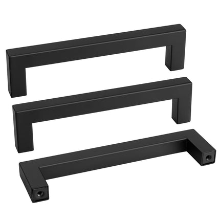 Goldenwarm 35 Pack 5 Inch Black Cabinet Handles Matte Black Drawer Pulls Stainless Steel Cabinets Hardware Square Bar Modern for Kitchen Bathroom Cupboard