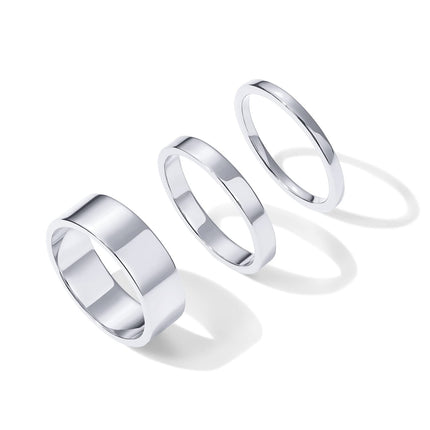 PAVOI 18K Gold Plated Three Stackable Ring Set - White Gold