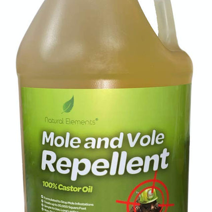 Natural Elements Mole and Vole Repellent – 100% Castor Oil Formula – Lawn and Yard Treatment – Covers Large Areas – 128 oz (1 Gallon)