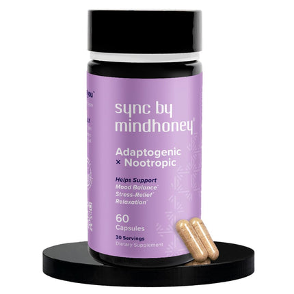 MINDHONEY | SYNC 60 Count, Premium All-in-One Adaptogenic Supplement | Relaxation, Mood Balance, Stress | Magnesium, Ashwagandha, Nootropics, Adaptogens, Minerals & Vitamins