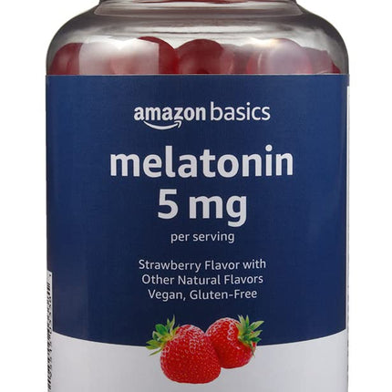 Amazon Basics Melatonin, Sleep Support Gummies, Strawberry Flavor, 5mg, 120 Count (Previously Solimo)