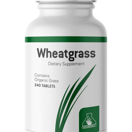 Graminex Wheatgrass Tablets - Natural Immunity, Anti-Aging Support, Boosts Energy, Wellness - Amino Acids, Vitamins, Minerals, Antioxidants Greens Superfood Supplement - 240 Non-GMO Tabs
