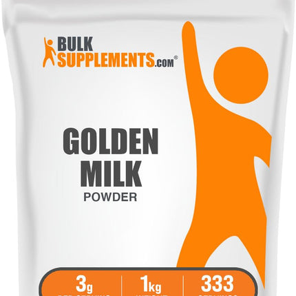BulkSupplements.com Golden Milk Powder - Golden Milk with Turmeric and Ginger, Black Pepper and Cinnamon Powder, Superfood Supplement - Gluten Free, 3g per Serving, 1kg (2.2 lbs) (Pack of 1)