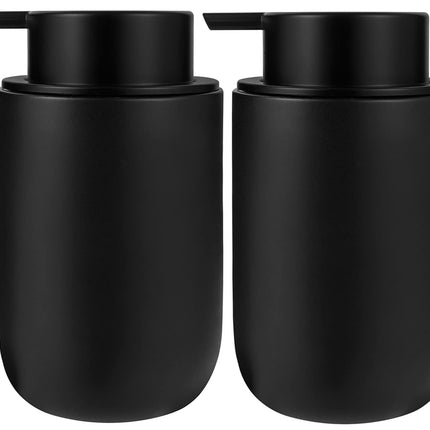 Foaming Soap Dispenser Thick Ceramic Foam Hand Soap Dispenser for Bathroom or Kitchen Sink, Liquid Pump Bottles for Hand soap, Body Wash, 2 Pack Black