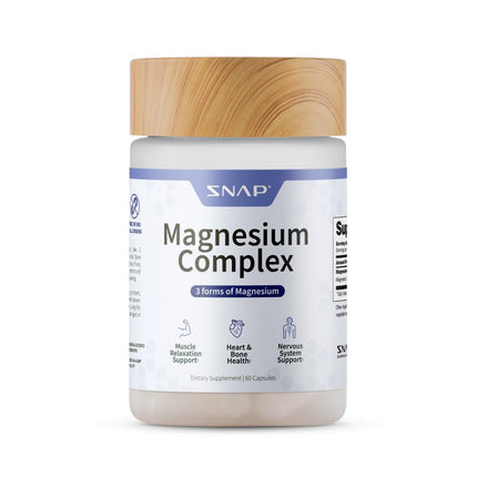 Snap Triple Magnesium Complex for Women & Men for Sleep & Muscle Support – 400mg, 3-in-1 Magnesium Supplement – Bisglycinate, Citrate & Oxide – Chelated for High-Absorption, 60 Vegetarian Capsules