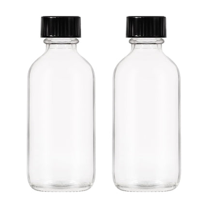 JohnBee 2Pack 2OZ Small Glass Bottles with Lids and Funnels, 60ml Boston Round Glass Bottles