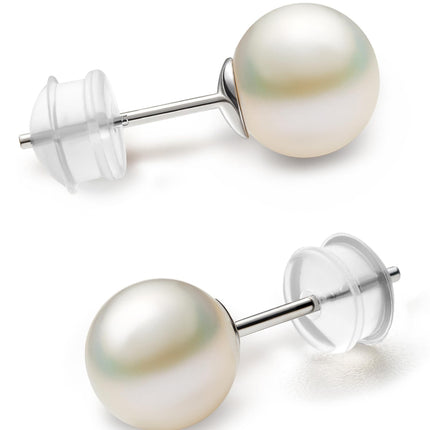 NORBU S925, AAAA+ Round Freshwater Stud Pearl Earrings for Women, Timeless Elegant Gifts for Mom Wife, Mothers Day/Wedding Anniversary/Christams