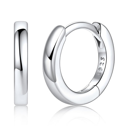 Silvora Sterling Silver Hoop Earrings for Women, 8mm Small Silver Hoops Huggie Earrings Lightweight Cartilage Earring for Sensitive Ears