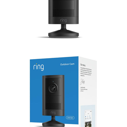 Ring Outdoor Cam 2K (newest model), Battery, Home or business security, Wide-Angle Retinal 2K Video, 6x Enhanced Zoom, Night Vision, Black