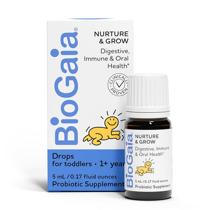 BioGaia Nurture & Grow for Toddlers | Ages 1+ | Liquid Probiotic | Allergen-Free | Triple-Benefit Probiotic for Kids | Digestive Health, Immune Support & Oral Health Protection | 25-Day Supply
