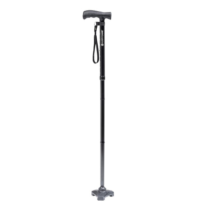 HurryCane Freedom Edition Foldable Walking Cane With T Handle - Enhanced Mobility Support - Patented SteadiGrip Base - Adjustable Height - Lightweight Foldable Design - Black