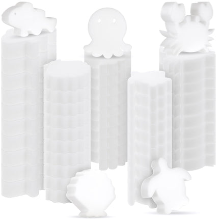 Zhehao 50 Pack 5 Shapes Hot Tub Sponge Absorber Oil Absorbing Sponge Foam Hot Tub Scum Absorber for Swimming Pool Spa Cleaning Accessories(White)