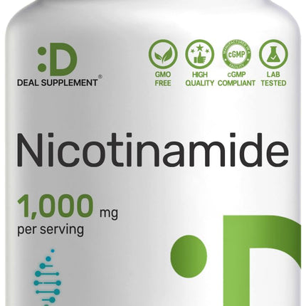 Vitamin B3 Nicotinamide 1,000mg Per Serving – 500 Capsules, Flush Free Niacin, Essential B3 – Supports Healthy Skin & Energy Production – Non-GMO