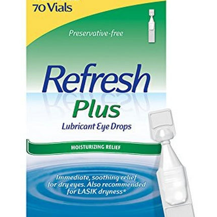 Refresh Plus Lubricant Eye Drops For Dry Eyes, Preservative-Free,Value Size, 0.01 Fl Oz Single-Use Containers, 70 Count