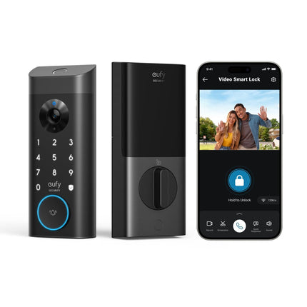eufy Security Video Smart Lock E330, 3-in-1 Camera+Doorbell+Fingerprint Keyless Entry Door Lock, Smart Built-in Wi-Fi Deadbolt for Front Door, Auto Lock, 8 GB Built‑in Storage, Easy Installation