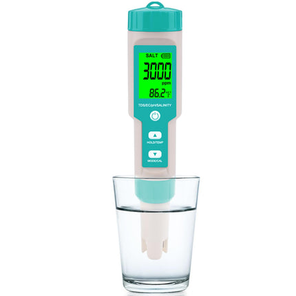 T TESTRUST Pool Salt Tester - Multifunctional 5 in 1 Salinity, PH, TDS, EC, and Temperature Meter, Pool Salinity Testing Kit, Digital Salinity Tester for Swimming Pool,Saltwater, Sea Water, Aquarium