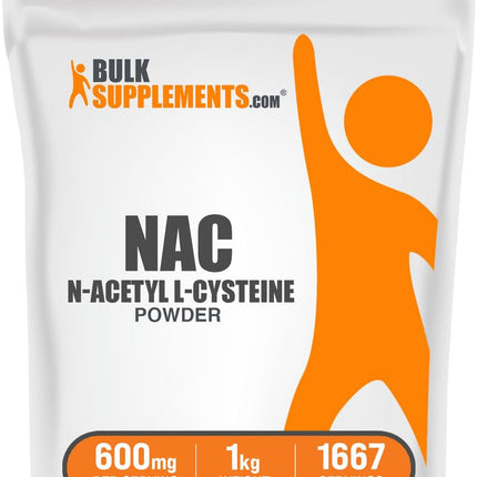 BulkSupplements.com NAC Powder - N-Acetyl Cysteine 600mg, NAC Supplement - Antioxidant Support, Gluten Free - 600mg per Serving, 1667 Servings, 1kg (2.2 lbs) (Pack of 1)