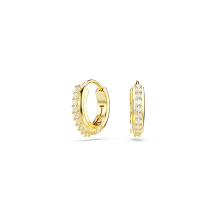 Swarovski Matrix Hoop Earrings, Round Cut, Clear, Gold-Tone Finished
