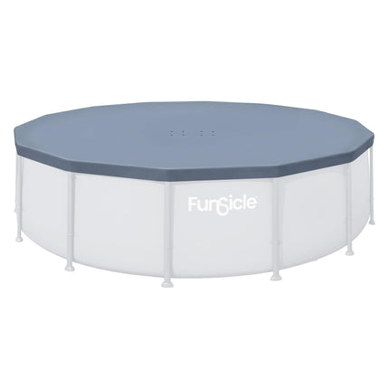 Funsicle 14 Foot Durable Round Pool Cover with Adjustable Drawstring for Oasis, Activity, Quickset and Above Ground Outdoor Swimming Pool, Gray