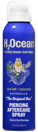 H2Ocean Piercing Aftercare Spray, Sterile Sea Salt Saline Solution, 4 oz