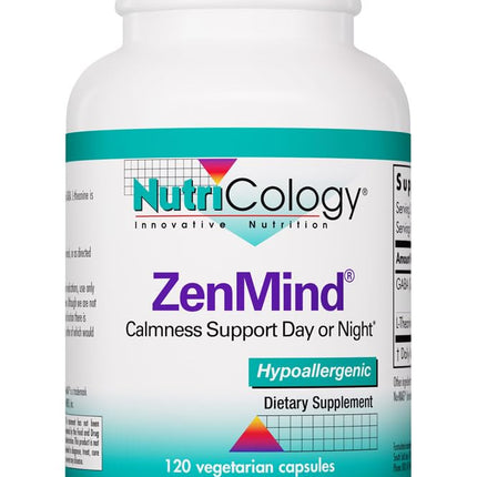 Nutricology ZenMind - 550 mg GABA & 200 mg L-Theanine - Calmness & Relaxation Support Day or Night - Non-Drowsy Formula - Vegetarian Capsules - 60 Servings - 120 Capsules