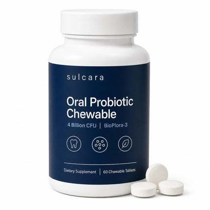 Sulcara Oral Probiotic Chewables, Guava Xylitol Flavor Oral Care for Fresh Breath and Daily Mouth Routine, Non-GMO, Gluten-Free, 60 Servings
