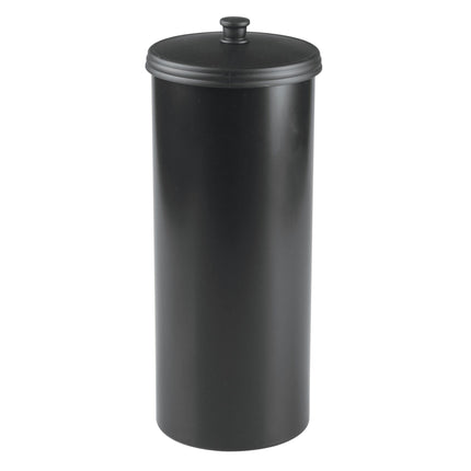 iDesign Freestanding Bathroom Toilet Paper Storage Holder with Lid for 3 Extra Rolls, Matte Black