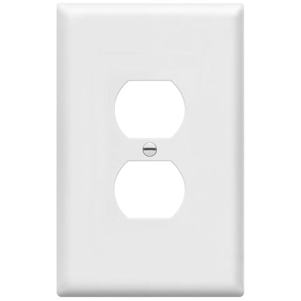 ENERLITES Duplex Receptacle Outlet Wall Plate, Jumbo Outlet Covers, Gloss Finish, Oversized 1-Gang 5.5" x 3.5", Polycarbonate Thermoplastic, 8821O-W, White