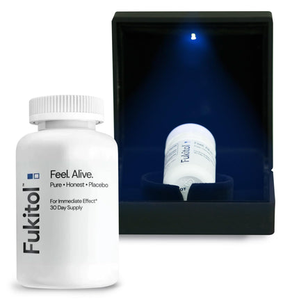 Fukitol™ Placebo Pills – The Gift of Letting Go – Funny Stress Relief Gag Gift (30 ct) – Unique Novelty Present for Birthdays, Father's Day, Holidays & White Elephant - Deluxe Edition