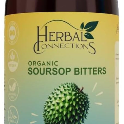 Organic Soursop Bitters Liquid Glass with Moringa and Aloe Vera - Infused with 10+ Herbs - 16 Ounces Vegan Blend