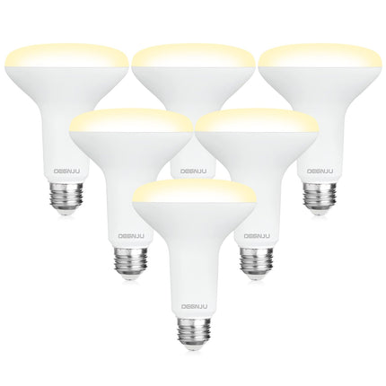 DEGNJU BR30 LED Bulb, Dimmable Flood Lights Indoor CRI80 7W Equivalent 65W 2700K Soft White 650 Lumens, 15000 Lifetime Hours Recessed Light Bulbs, Interior E26 Base LED Can Light Bulbs, 6 Pack