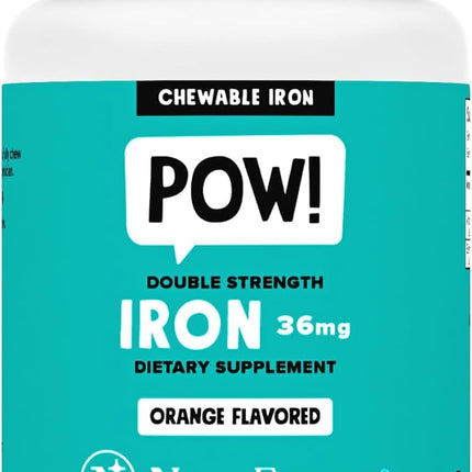 NovaFerrum Pow | Chewable Iron Supplement for Kids & Adults Ages 12 and Over | Anemia | 36mg of Iron | 90 Servings | Sugar Free